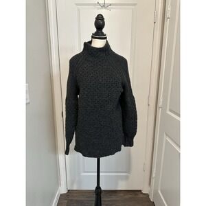 by Anthropologie Charcoal Gray Chunky Cable Knit Alpaca Blend Sweater Oversize S